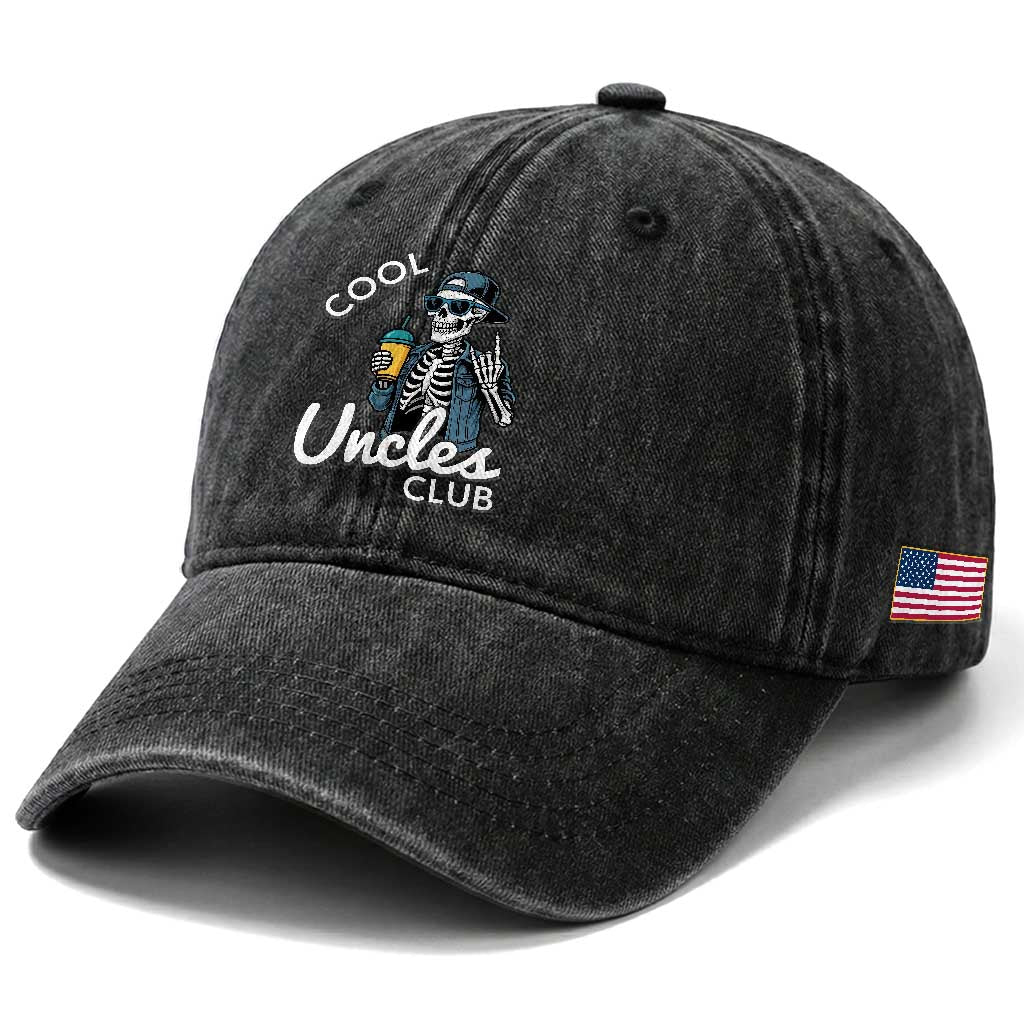 Cool Uncles Club Washed Cotton Baseball Cap Funny Uncle Skeleton