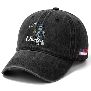 Cool Uncles Club Washed Cotton Baseball Cap Funny Uncle Skeleton