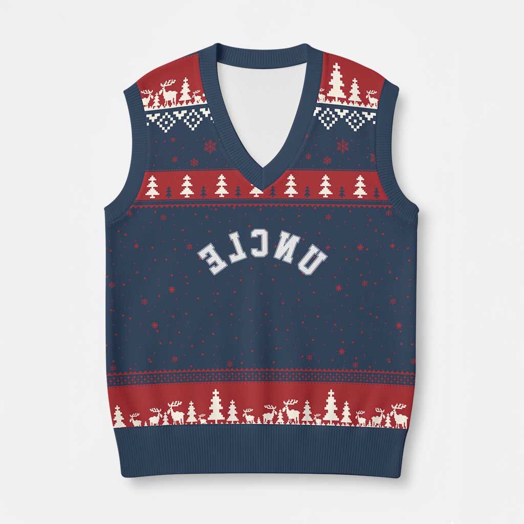 Uncles V-Neck Knit Sweater Vest Pregnancy Announcement Gifts For Uncle Retro Upside Down Text TS10 Navy Red Print Your Wear