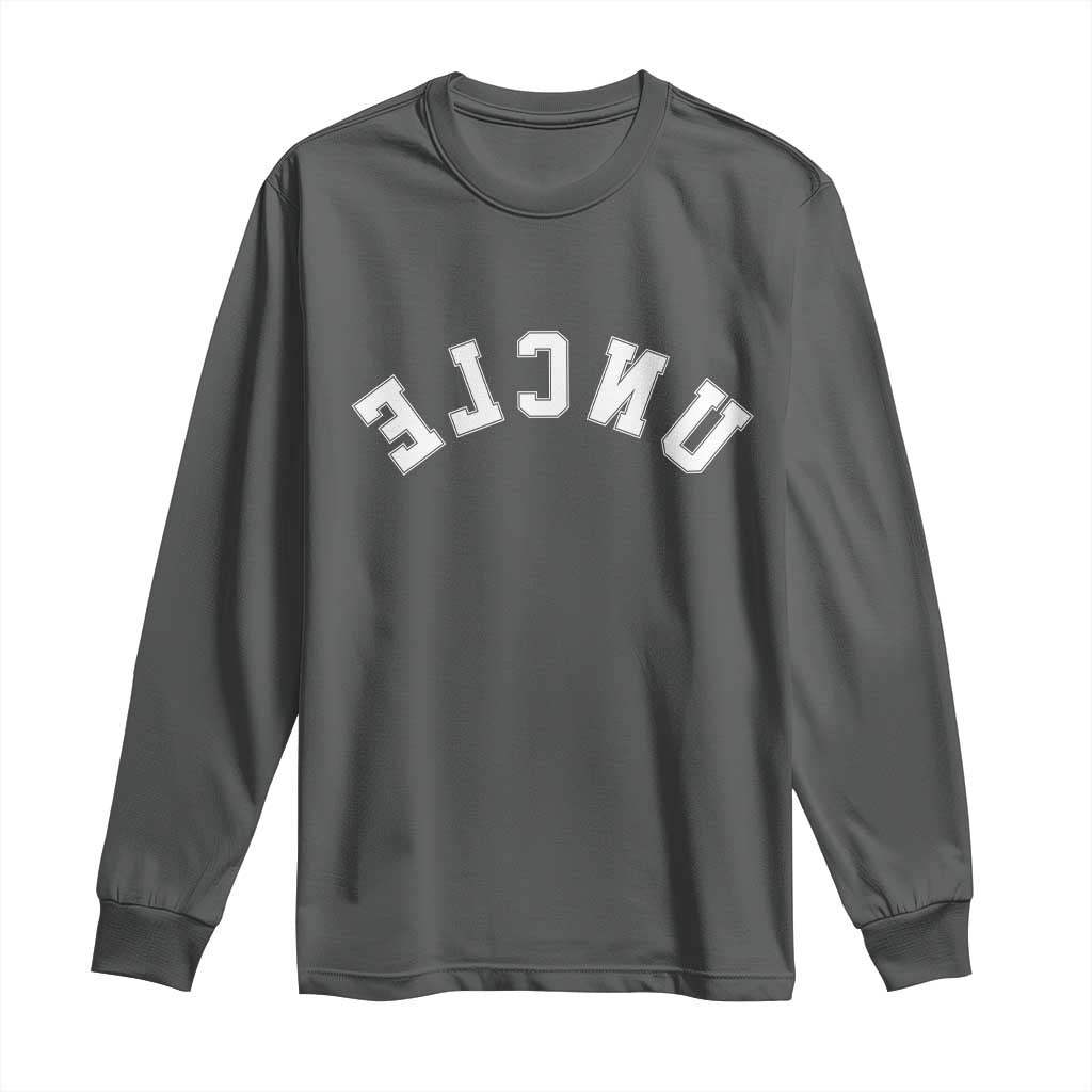 Uncles Long Sleeve Shirt Pregnancy Announcement Gifts For Uncle Retro Upside Down Text TS10 Dark Heather Print Your Wear