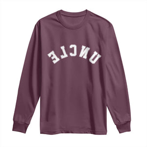 Uncles Long Sleeve Shirt Pregnancy Announcement Gifts For Uncle Retro Upside Down Text TS10 Maroon Print Your Wear