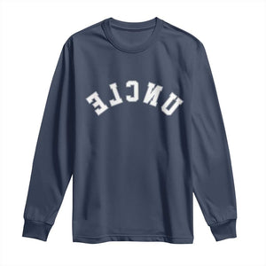 Uncles Long Sleeve Shirt Pregnancy Announcement Gifts For Uncle Retro Upside Down Text TS10 Navy Print Your Wear