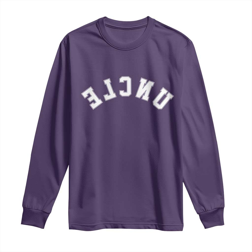 Uncles Long Sleeve Shirt Pregnancy Announcement Gifts For Uncle Retro Upside Down Text TS10 Purple Print Your Wear