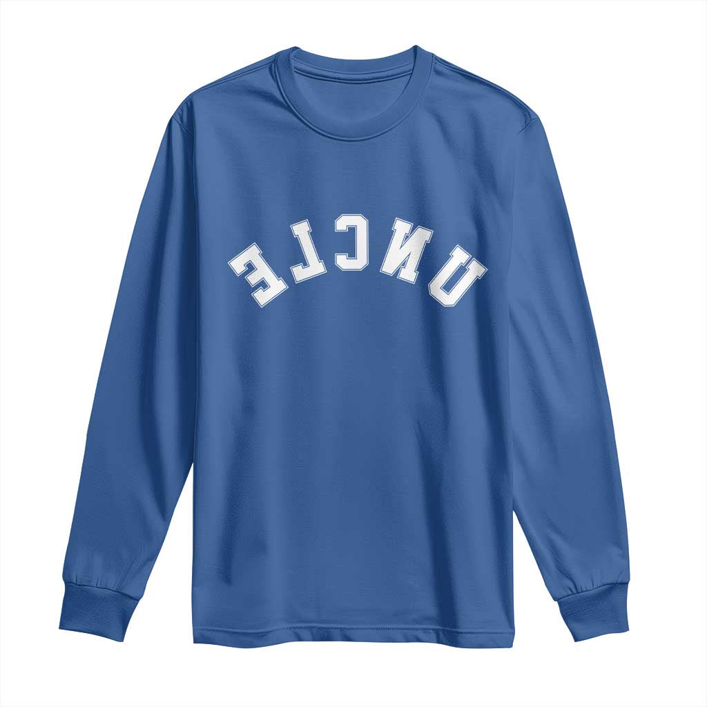 Uncles Long Sleeve Shirt Pregnancy Announcement Gifts For Uncle Retro Upside Down Text TS10 Royal Blue Print Your Wear
