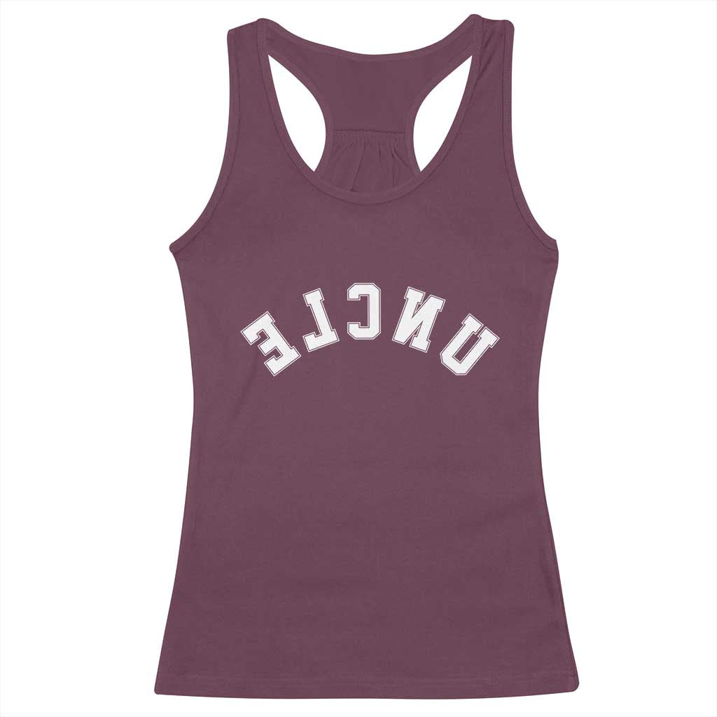 Uncles Racerback Tank Top Pregnancy Announcement Gifts For Uncle Retro Upside Down Text TS10 Maroon Print Your Wear