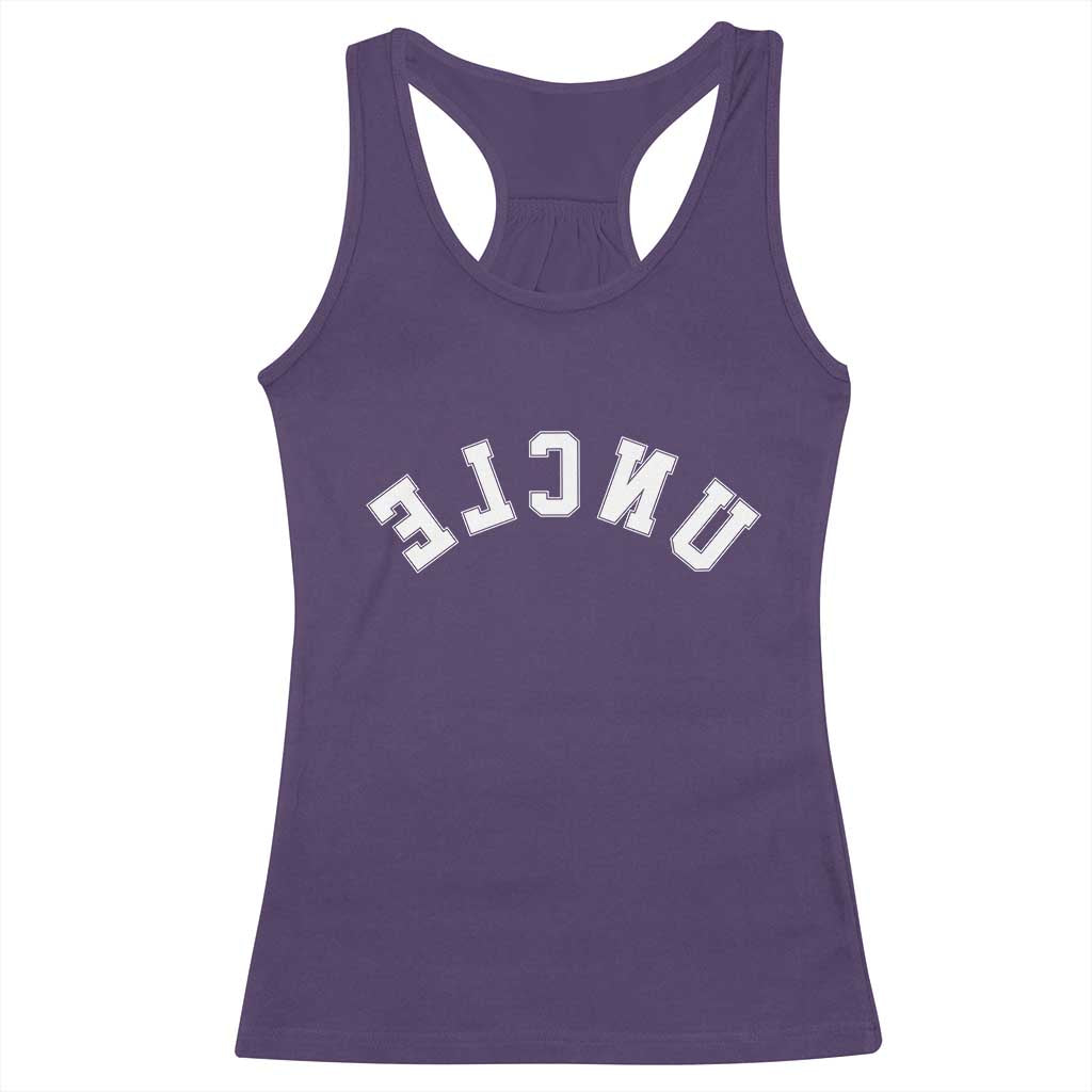 Uncles Racerback Tank Top Pregnancy Announcement Gifts For Uncle Retro Upside Down Text TS10 Purple Print Your Wear