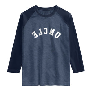Uncles Raglan Shirt Pregnancy Announcement Gifts For Uncle Retro Upside Down Text TS10 Heather Denim Navy Print Your Wear