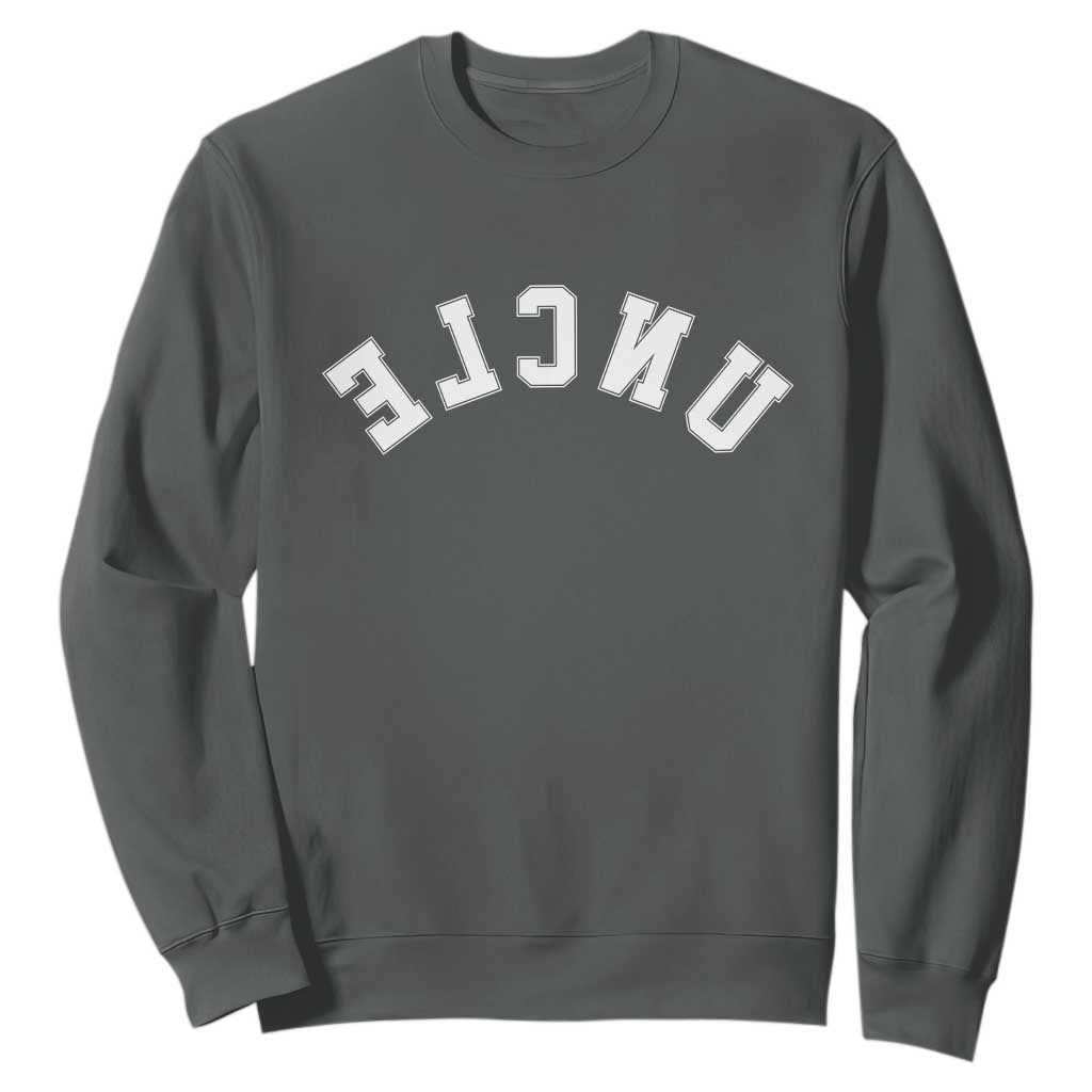 Uncles Sweatshirt Pregnancy Announcement Gifts For Uncle Retro Upside Down Text TS10 Dark Heather Print Your Wear