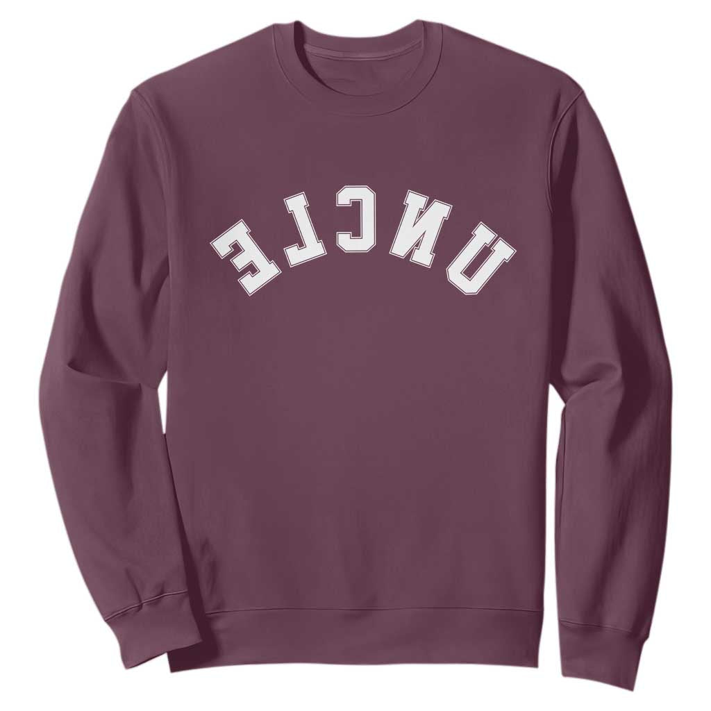 Uncles Sweatshirt Pregnancy Announcement Gifts For Uncle Retro Upside Down Text TS10 Maroon Print Your Wear