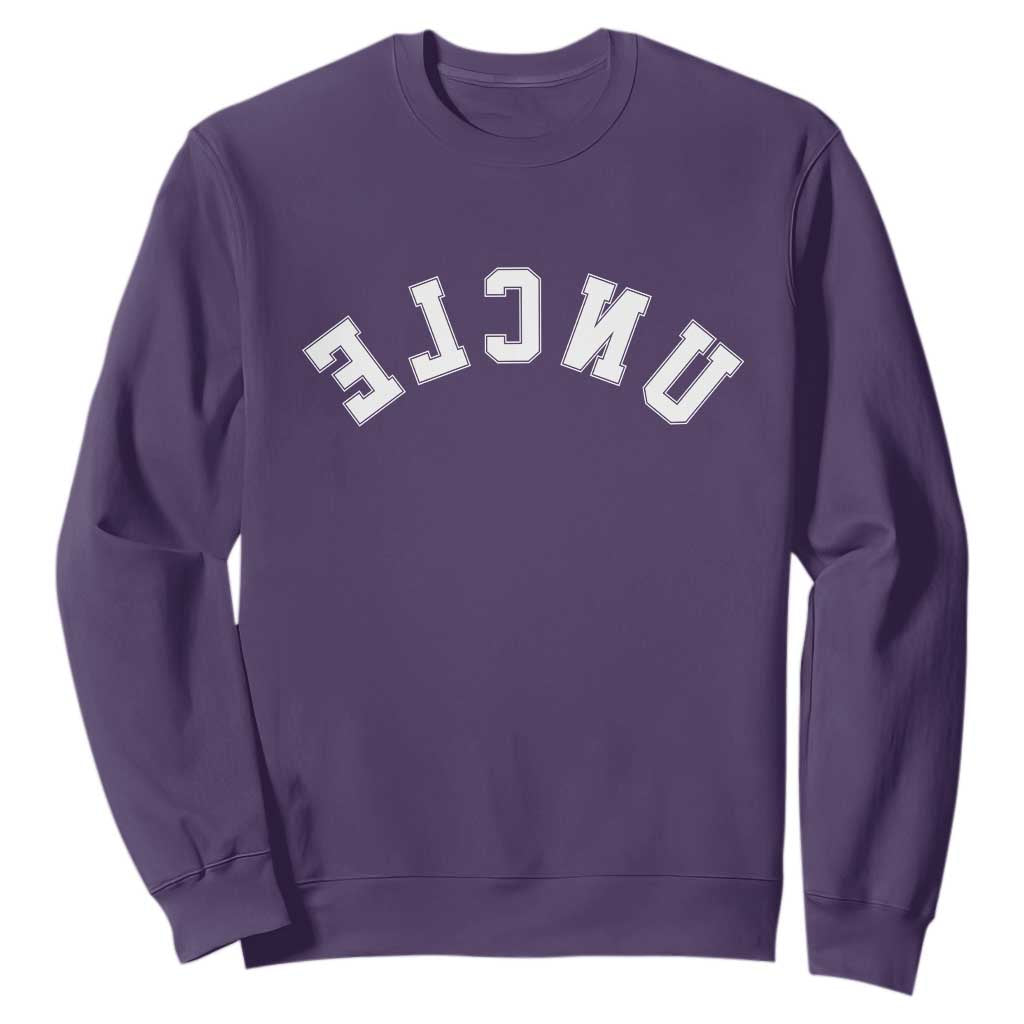 Uncles Sweatshirt Pregnancy Announcement Gifts For Uncle Retro Upside Down Text TS10 Purple Print Your Wear