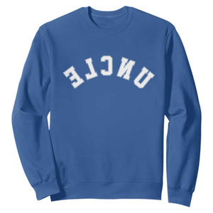Uncles Sweatshirt Pregnancy Announcement Gifts For Uncle Retro Upside Down Text TS10 Royal Blue Print Your Wear