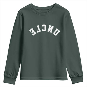 Uncles Youth Sweatshirt Pregnancy Announcement Gifts For Uncle Retro Upside Down Text TS10 Dark Forest Green Print Your Wear