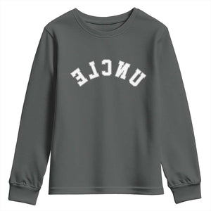 Uncles Youth Sweatshirt Pregnancy Announcement Gifts For Uncle Retro Upside Down Text TS10 Dark Heather Print Your Wear