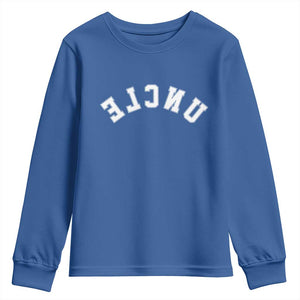 Uncles Youth Sweatshirt Pregnancy Announcement Gifts For Uncle Retro Upside Down Text TS10 Royal Blue Print Your Wear