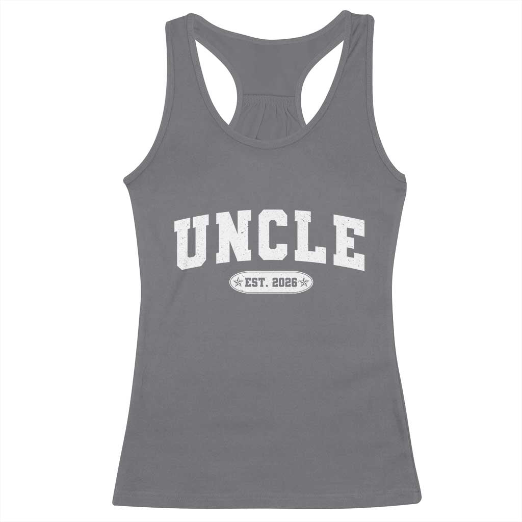 Promoted To Uncle Est 2026 Racerback Tank Top New Uncle Gift TS10 Charcoal Print Your Wear