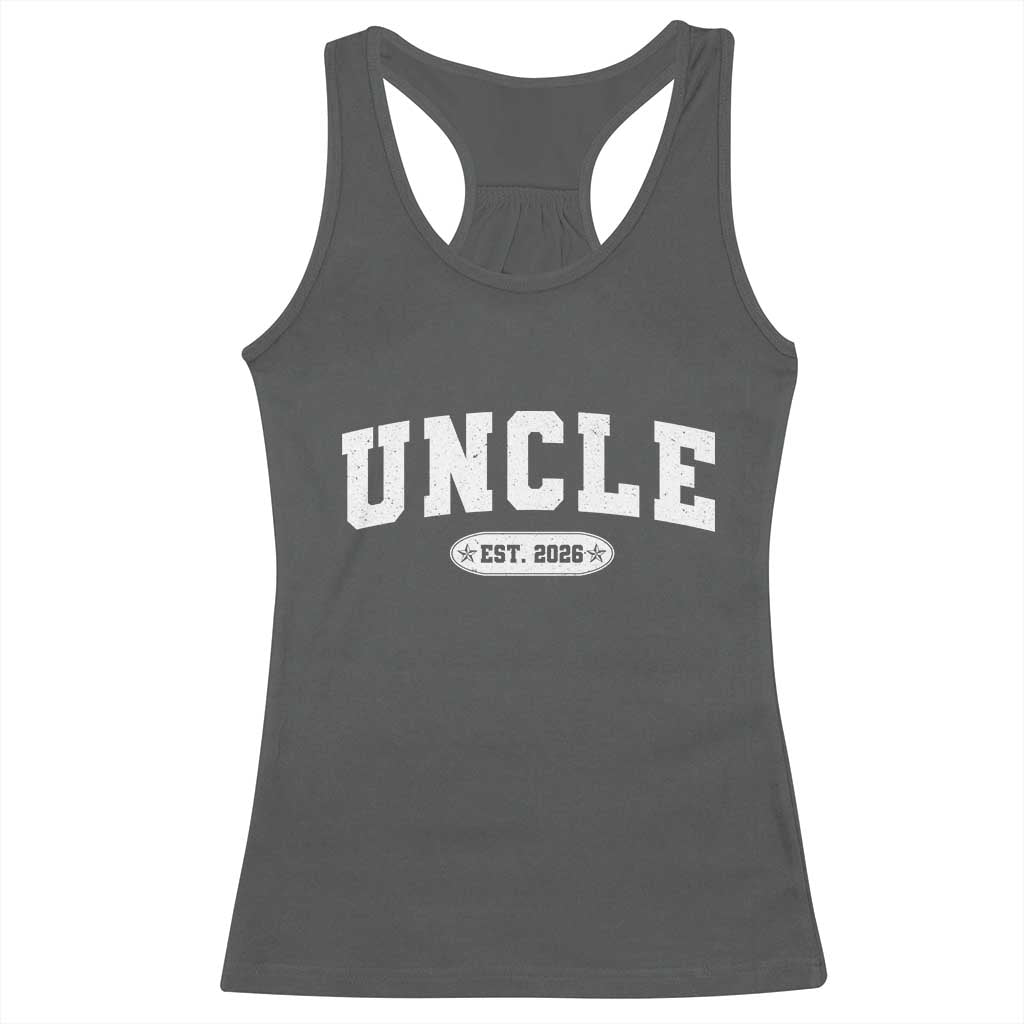 Promoted To Uncle Est 2026 Racerback Tank Top New Uncle Gift TS10 Dark Heather Print Your Wear