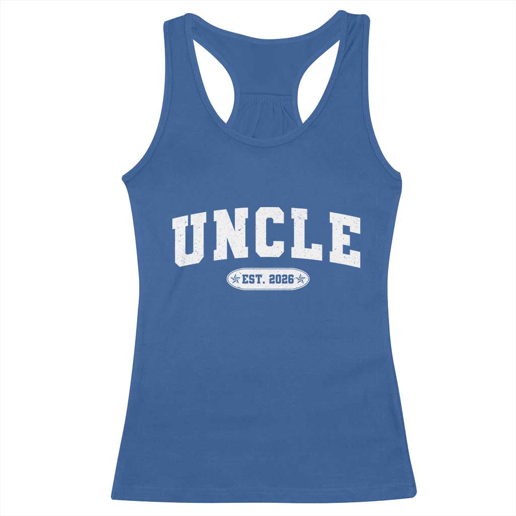 Promoted To Uncle Est 2026 Racerback Tank Top New Uncle Gift TS10 Royal Blue Print Your Wear