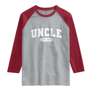 Promoted To Uncle Est 2026 Raglan Shirt New Uncle Gift TS10 Heather Gray Heather Red Print Your Wear