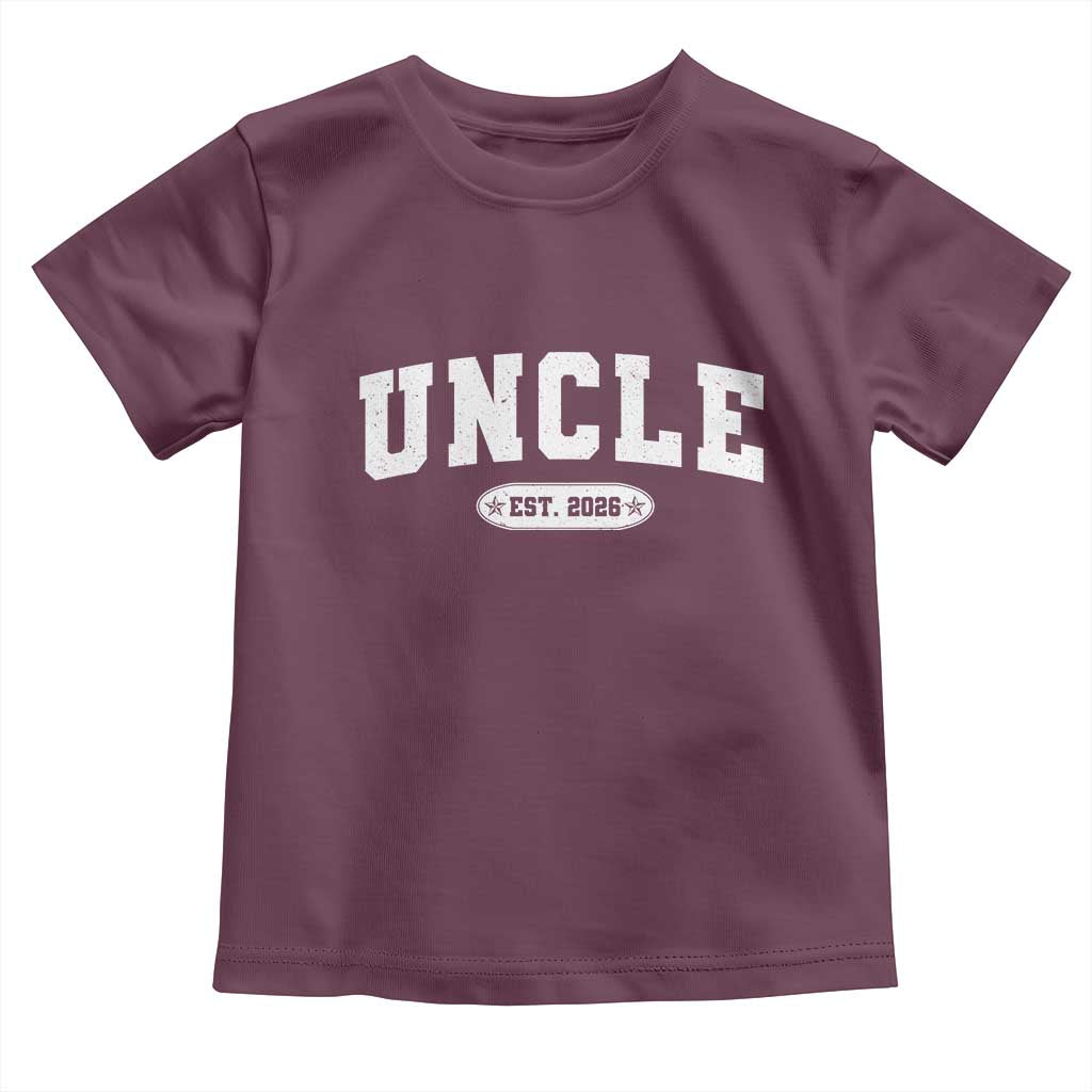 Promoted To Uncle Est 2026 Toddler T Shirt New Uncle Gift TS10 Maroon Print Your Wear