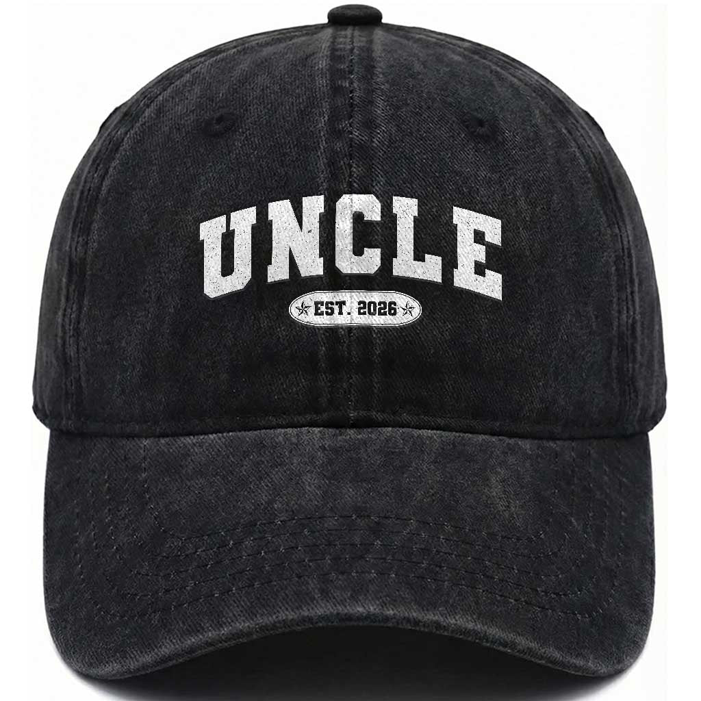 Promoted To Uncle Est 2026 Washed Cotton Baseball Cap New Uncle Gift TS10 Print Your Wear