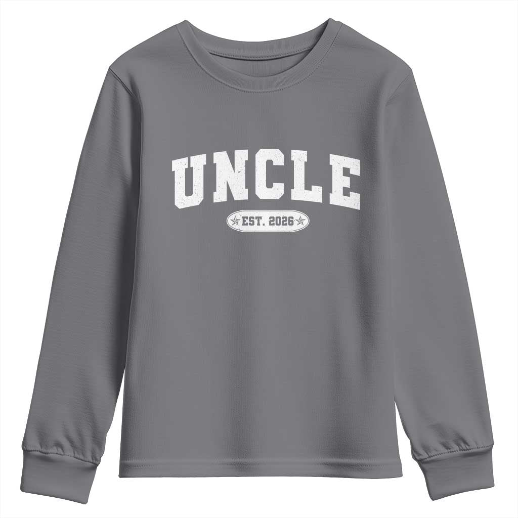 Promoted To Uncle Est 2026 Youth Sweatshirt New Uncle Gift TS10 Charcoal Print Your Wear