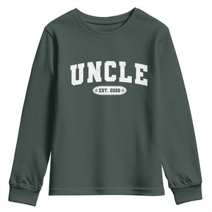 Promoted To Uncle Est 2026 Youth Sweatshirt New Uncle Gift TS10 Dark Forest Green Print Your Wear