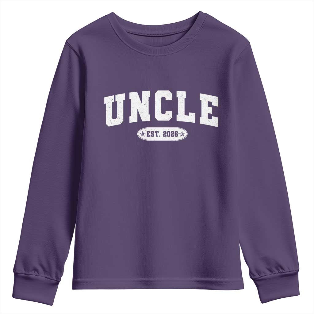 Promoted To Uncle Est 2026 Youth Sweatshirt New Uncle Gift TS10 Purple Print Your Wear