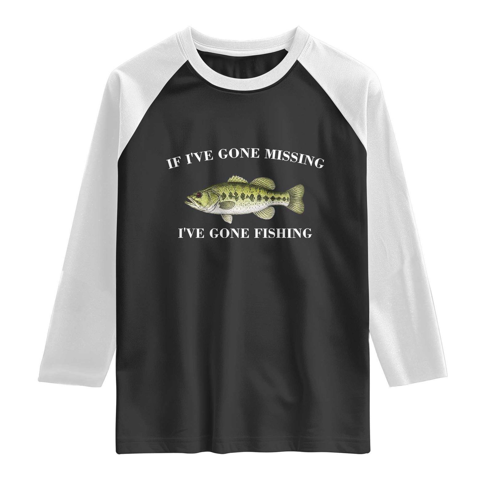 Funny Bass Fishing Raglan Shirt Largemouth Bass Anglers Outdoor Lovers TS10 Black White Print Your Wear