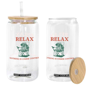 Chill Pug Glass Can Vintage Dog Lovers Relax Nothing Is Under Control Summer Chilling Vibes