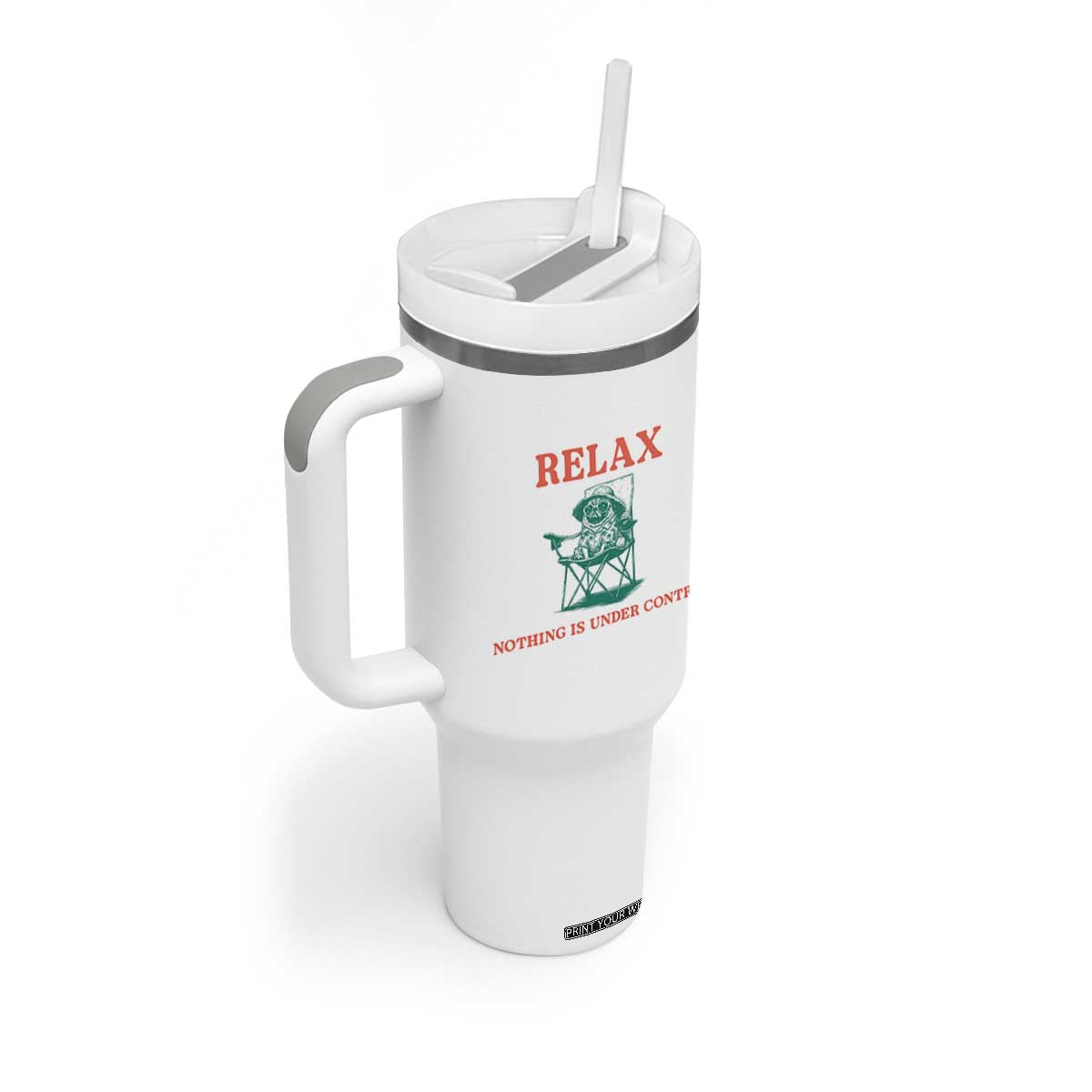 Chill Pug Tumbler With Handle Vintage Dog Lovers Relax Nothing Is Under Control Summer Chilling Vibes