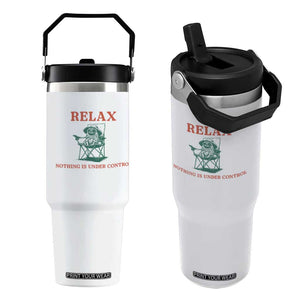 Chill Pug Flip Straw Tumbler Vintage Dog Lovers Relax Nothing Is Under Control Summer Chilling Vibes