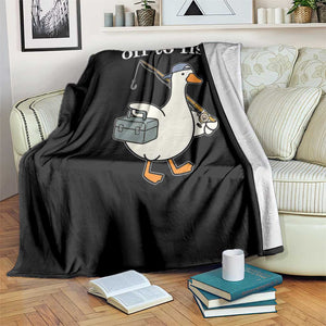 Funny Goose Fishing Throw Blanket Off to Fish Cute Waterfowl Angler Gift for Fishing Lovers