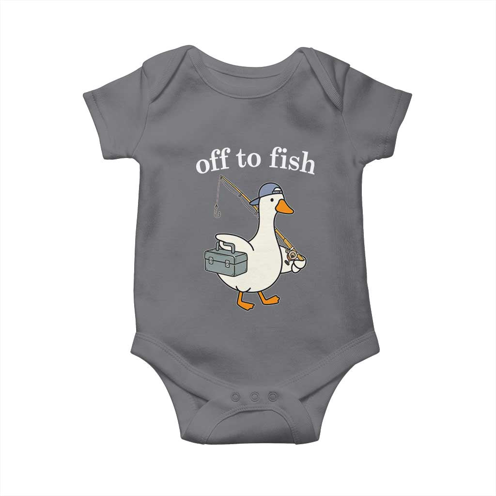 Funny Goose Fishing Baby Onesie Off to Fish Cute Waterfowl Angler Gift for Fishing Lovers