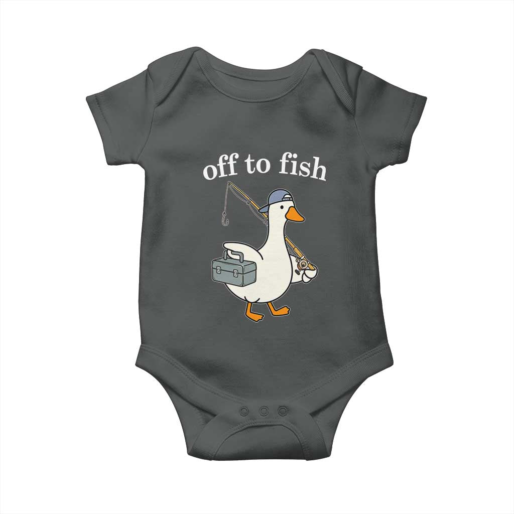Funny Goose Fishing Baby Onesie Off to Fish Cute Waterfowl Angler Gift for Fishing Lovers