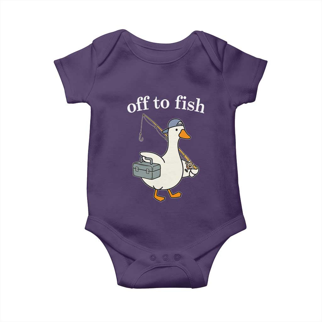 Funny Goose Fishing Baby Onesie Off to Fish Cute Waterfowl Angler Gift for Fishing Lovers