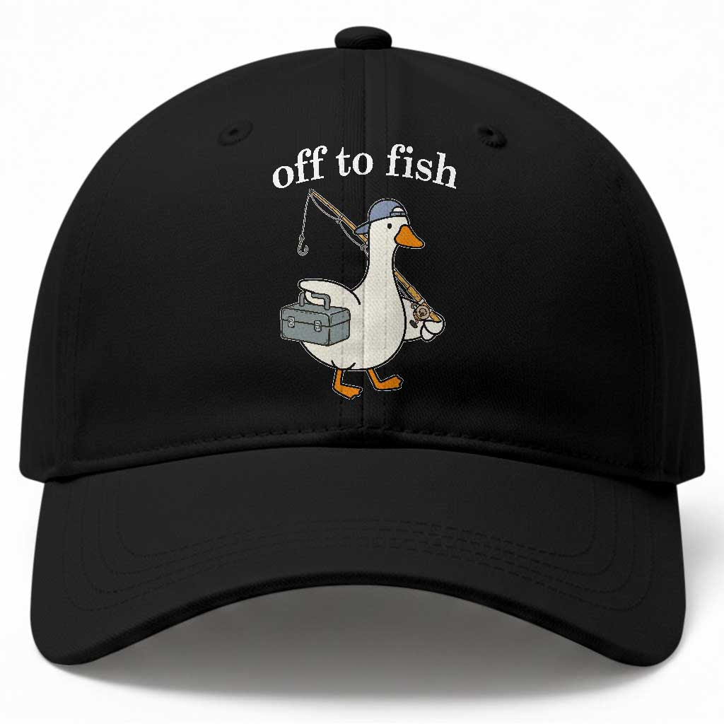 Funny Goose Fishing Baseball Cap Off to Fish Cute Waterfowl Angler Gift for Fishing Lovers