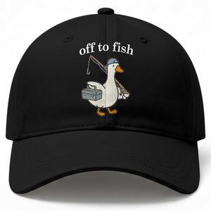 Funny Goose Fishing Baseball Cap Off to Fish Cute Waterfowl Angler Gift for Fishing Lovers