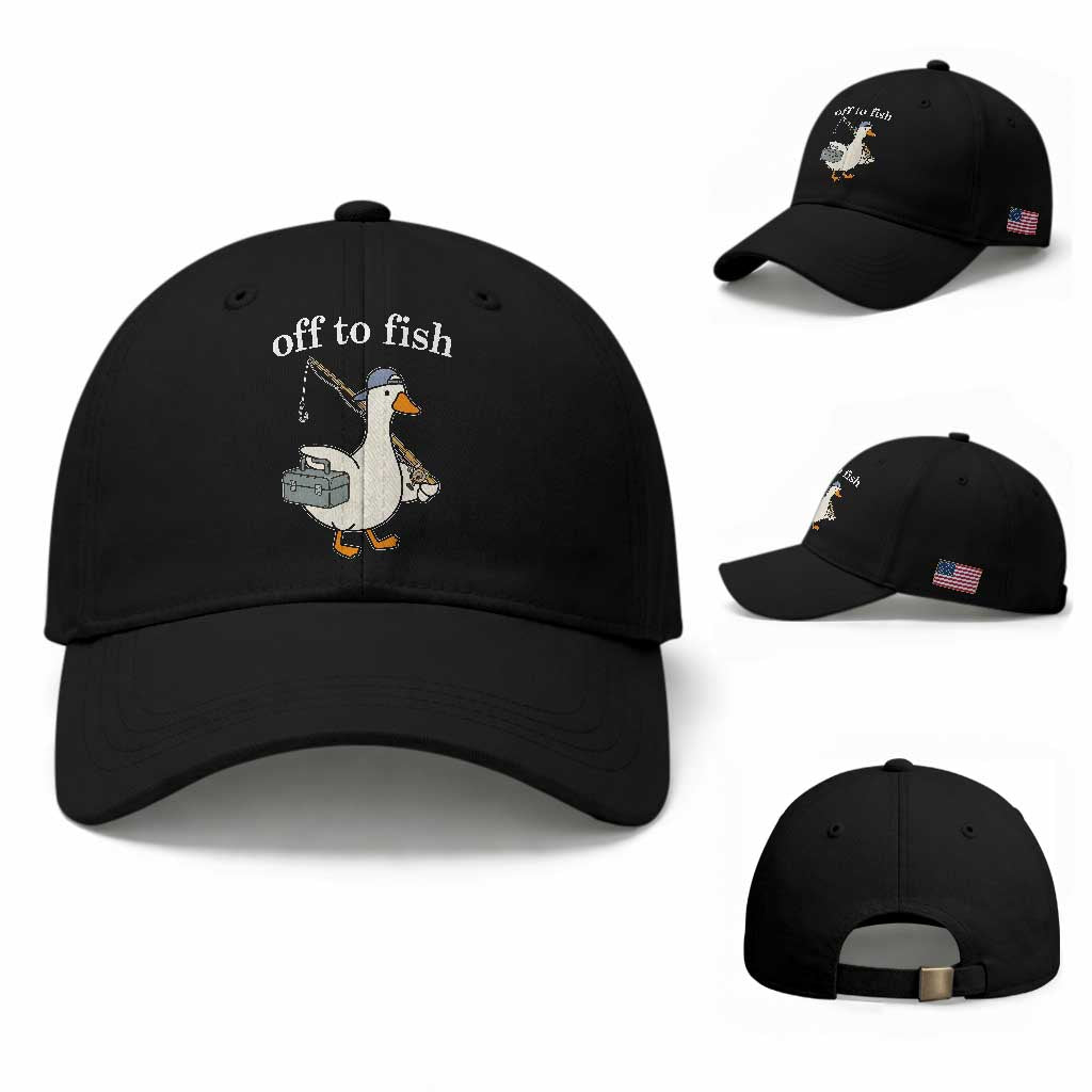 Funny Goose Fishing Baseball Cap Off to Fish Cute Waterfowl Angler Gift for Fishing Lovers