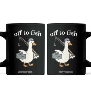 Funny Goose Fishing Coffee Mug Off to Fish Cute Waterfowl Angler Gift for Fishing Lovers