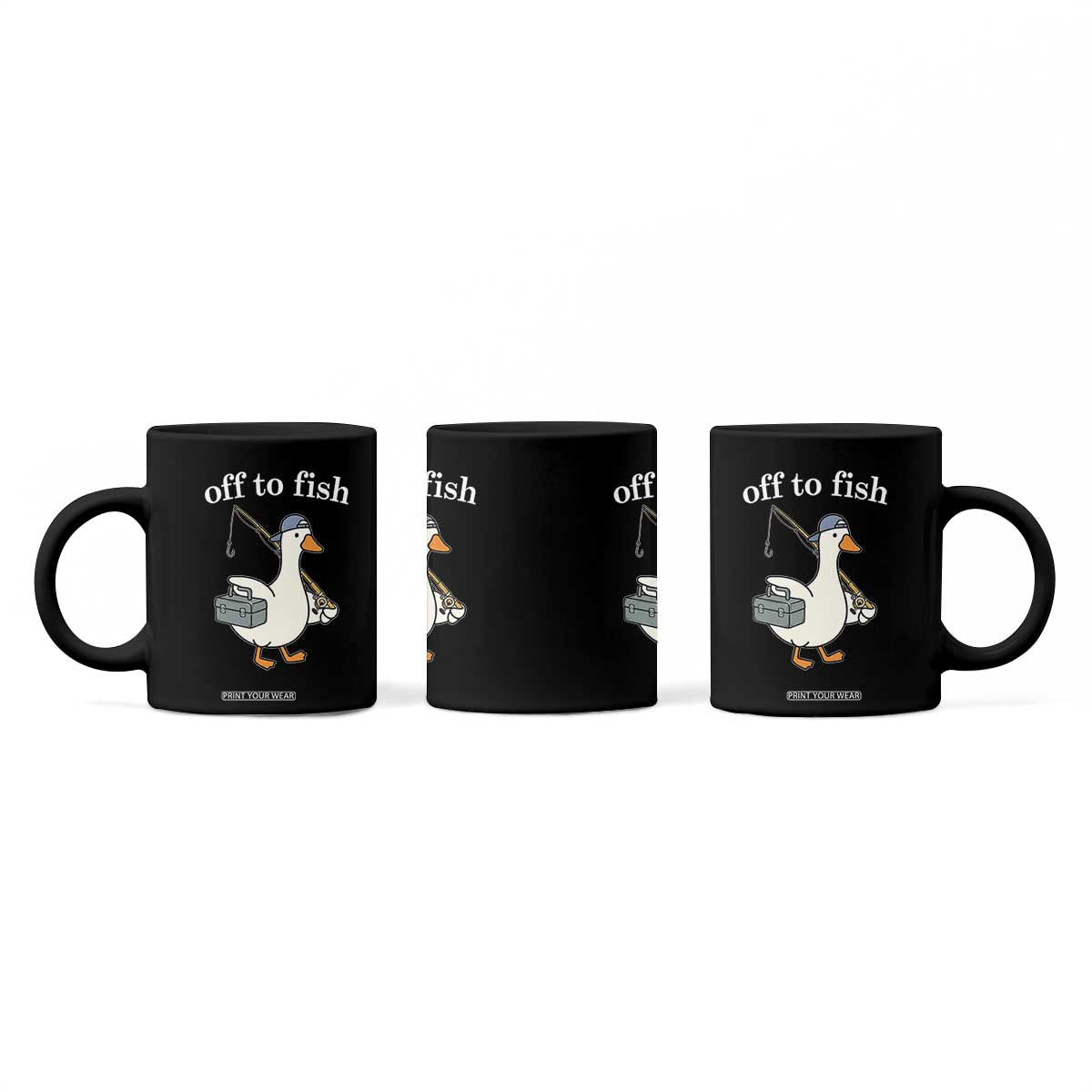 Funny Goose Fishing Coffee Mug Off to Fish Cute Waterfowl Angler Gift for Fishing Lovers