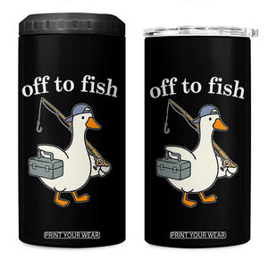 Funny Goose Fishing 4 in 1 Can Cooler Tumbler Off to Fish Cute Waterfowl Angler Gift for Fishing Lovers