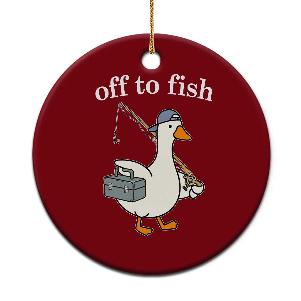 Funny Goose Fishing Ceramic Ornament Off to Fish Cute Waterfowl Angler Gift for Fishing Lovers TS10 1pc Red Print Your Wear
