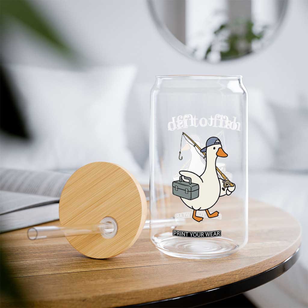 Funny Goose Fishing Glass Can Off to Fish Cute Waterfowl Angler Gift for Fishing Lovers