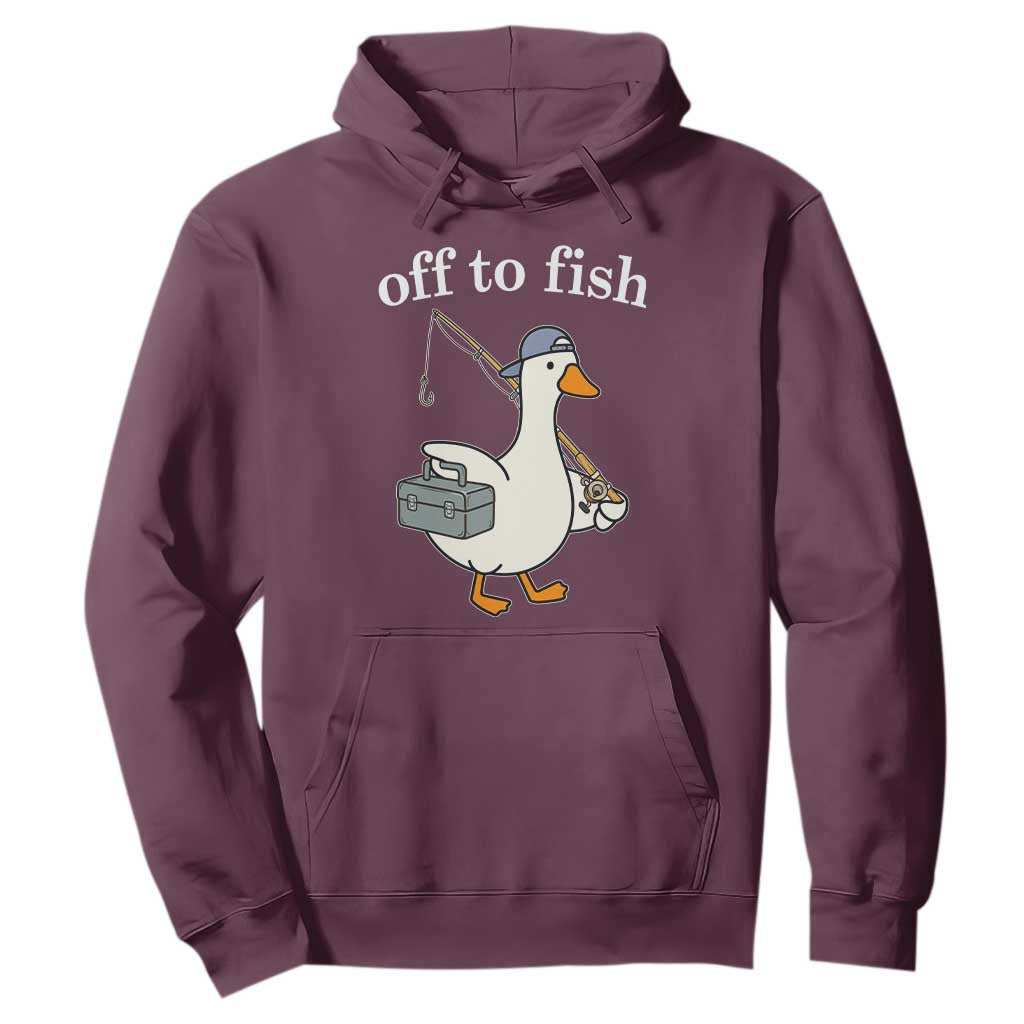 Funny Goose Fishing Hoodie Off to Fish Cute Waterfowl Angler Gift for Fishing Lovers