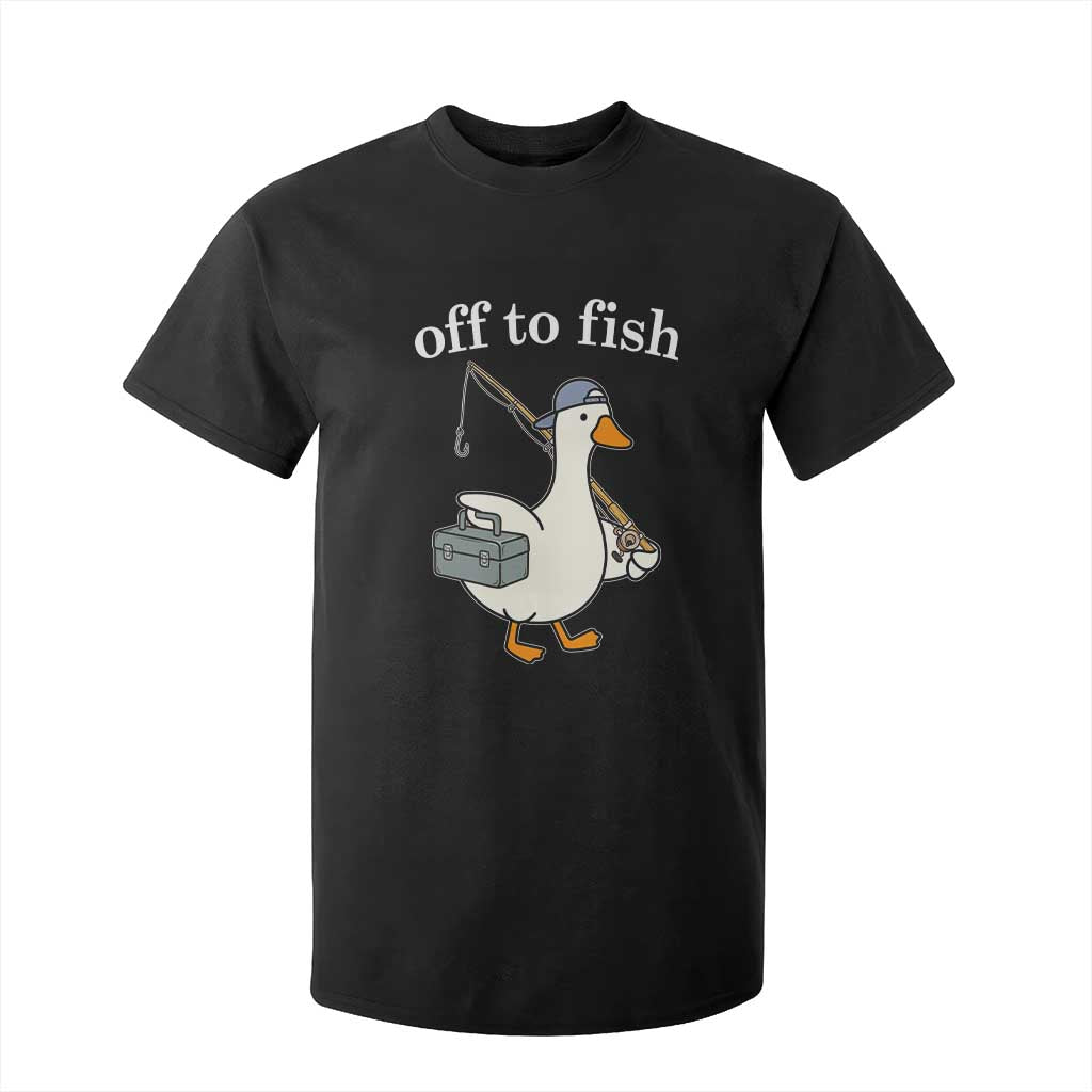 Funny Goose Fishing T Shirt For Kid Off to Fish Cute Waterfowl Angler Gift for Fishing Lovers