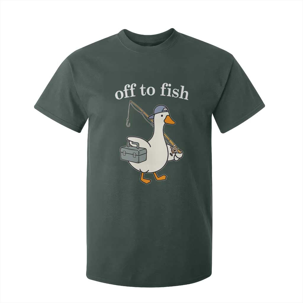 Funny Goose Fishing T Shirt For Kid Off to Fish Cute Waterfowl Angler Gift for Fishing Lovers