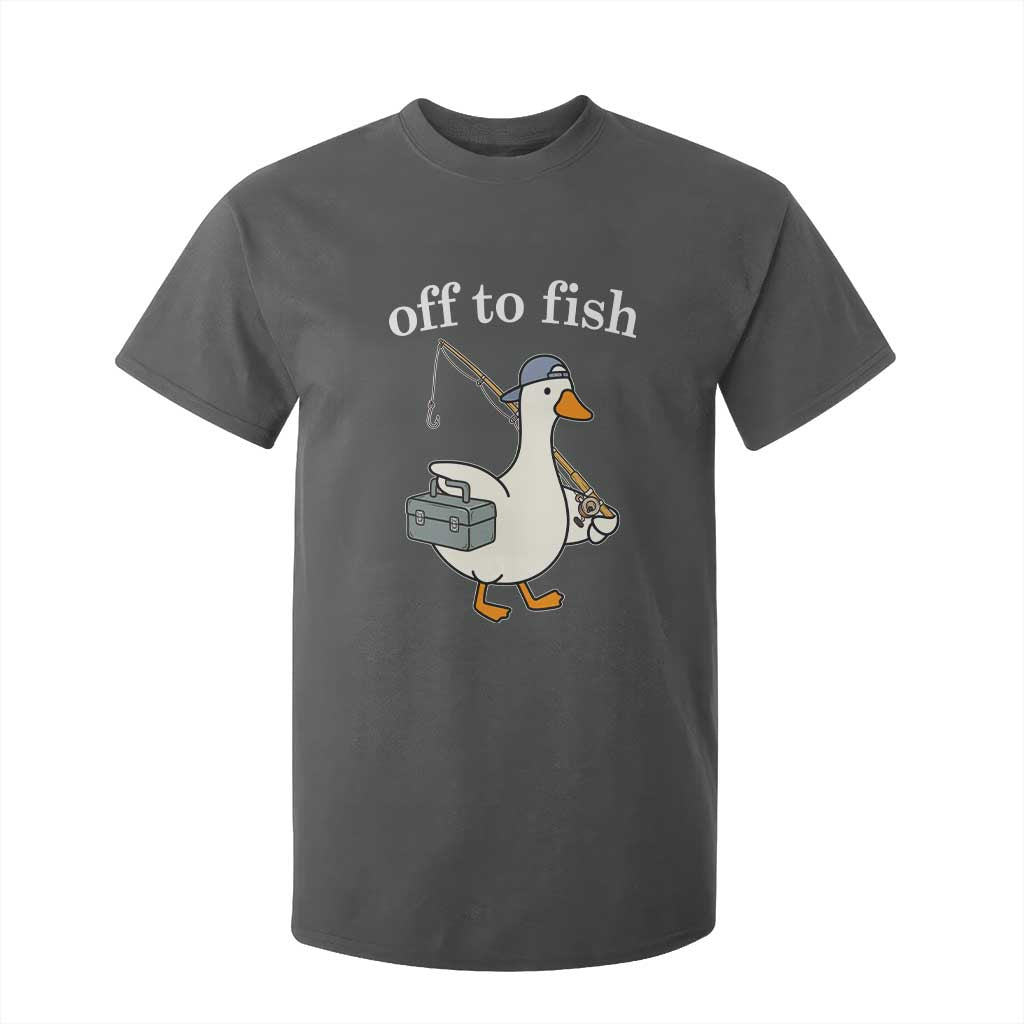 Funny Goose Fishing T Shirt For Kid Off to Fish Cute Waterfowl Angler Gift for Fishing Lovers