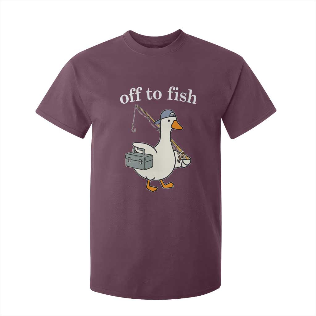 Funny Goose Fishing T Shirt For Kid Off to Fish Cute Waterfowl Angler Gift for Fishing Lovers
