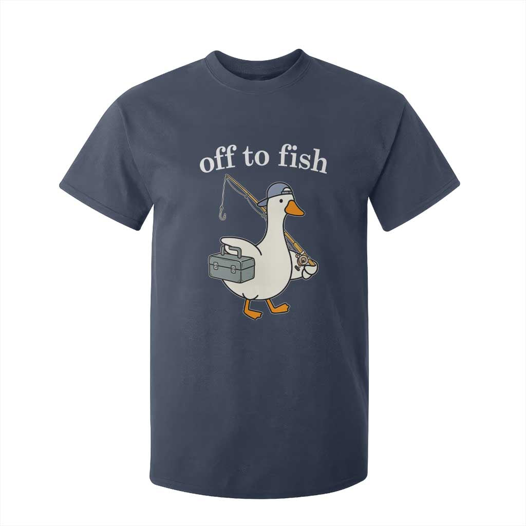Funny Goose Fishing T Shirt For Kid Off to Fish Cute Waterfowl Angler Gift for Fishing Lovers