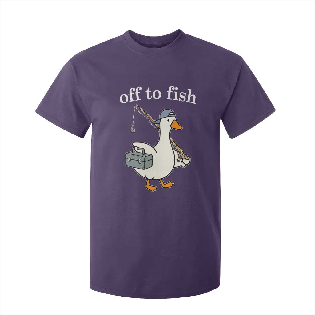 Funny Goose Fishing T Shirt For Kid Off to Fish Cute Waterfowl Angler Gift for Fishing Lovers